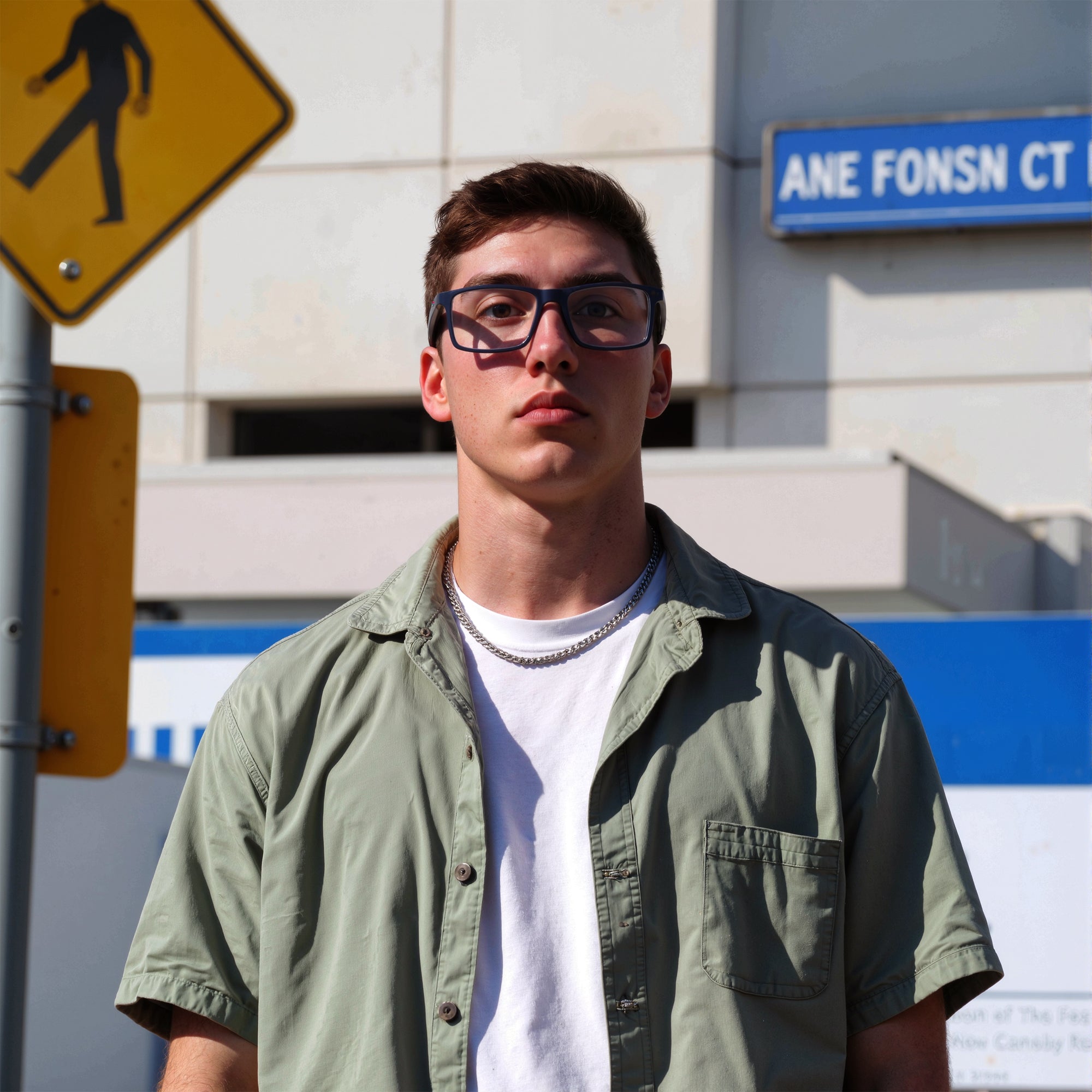 Blue Rectangle Eyeglasses for Men