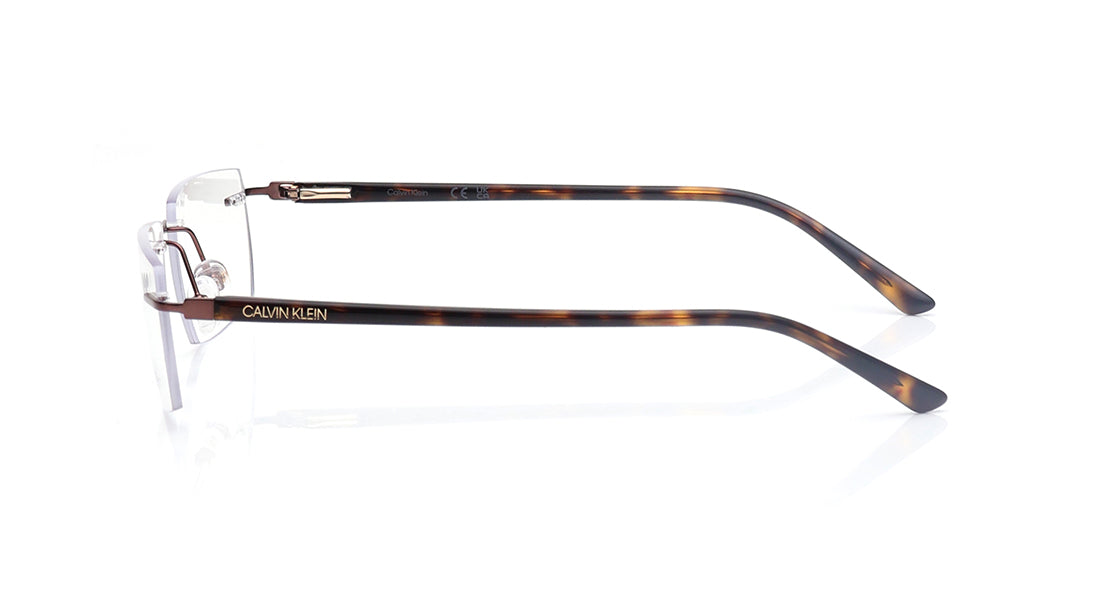 Rectangle Brown Rim Less Eyeglasses for Men