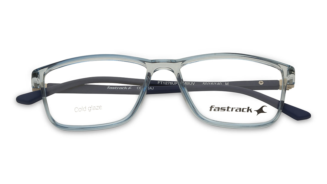 Blue Rectangle Unisex Eyeglasses (FT1276UFP4MBUV|50)