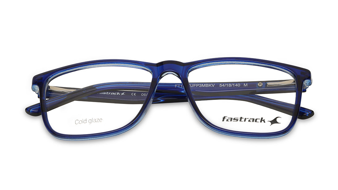 Blue Rectangle Unisex Eyeglasses (FT1277UFP3MBKV|54)