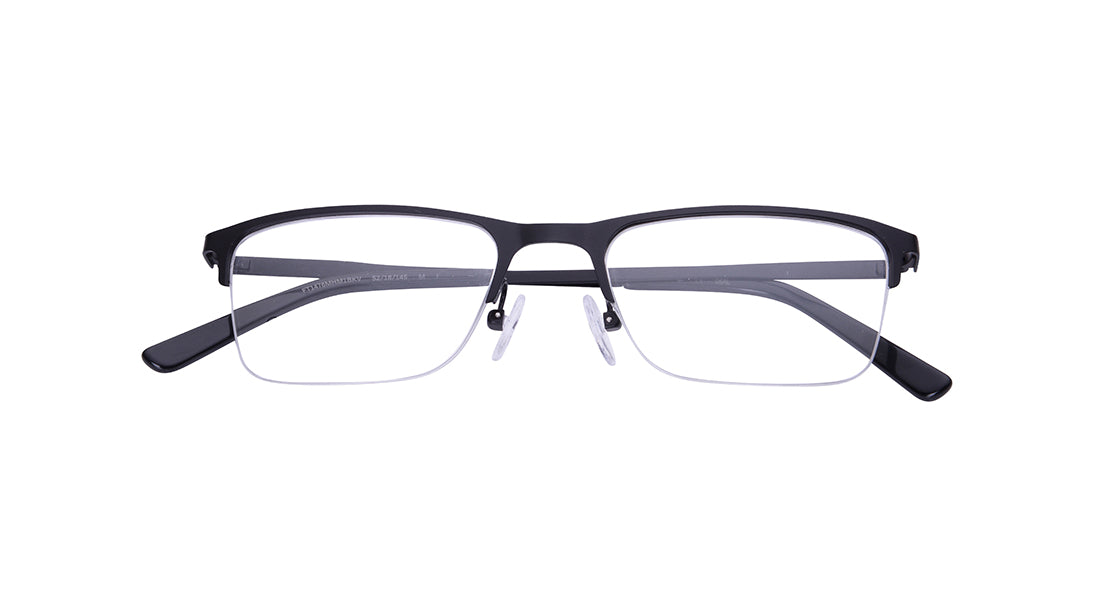 Black Wayfarer Semi-Rimmed Eyeglasses for Men