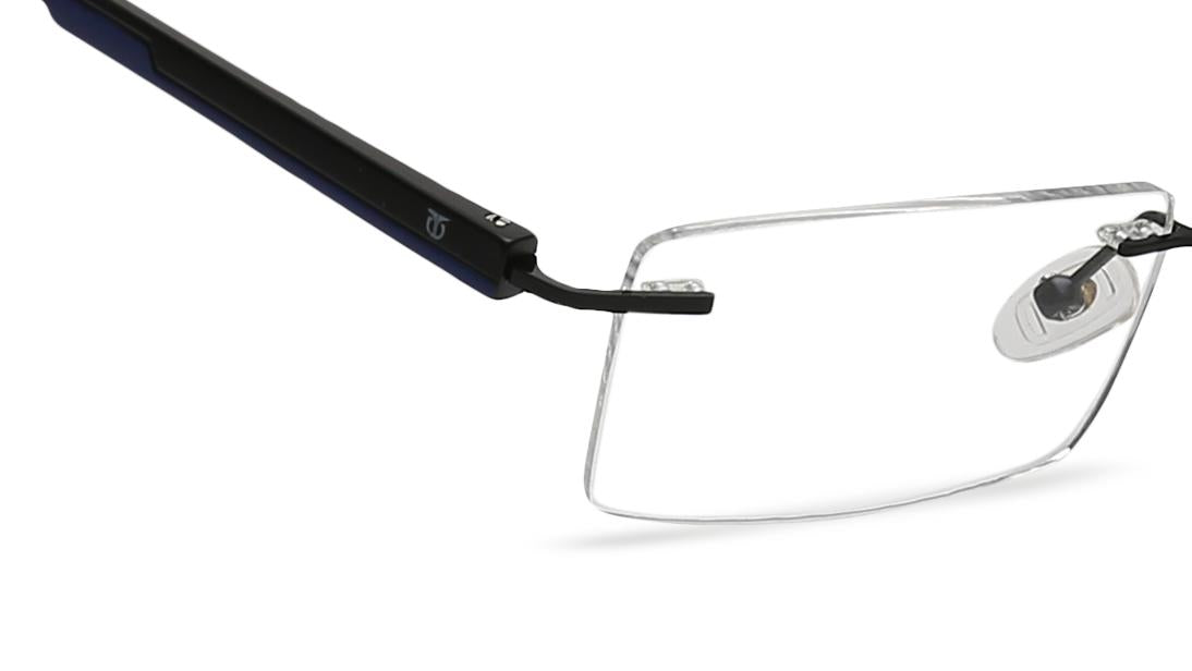 Black Rectangle Rimless Eyeglasses (TR1240MRM1|53)