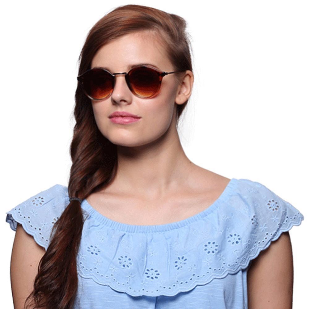Brown Orange Oval Women Sunglasses (C085BR2F|54)