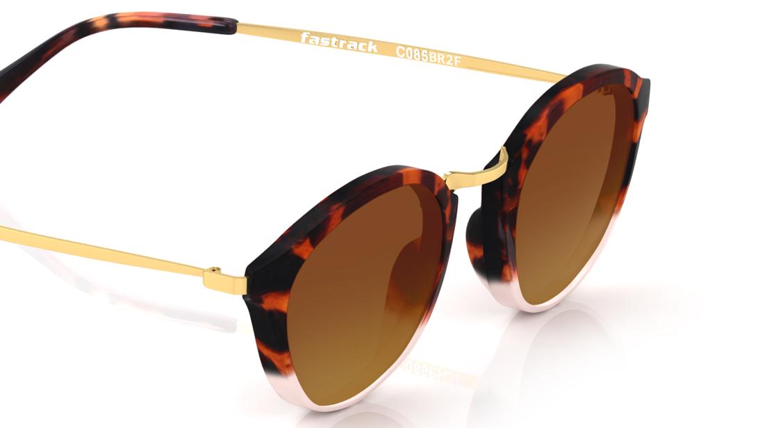 Brown Orange Oval Women Sunglasses (C085BR2F|54)