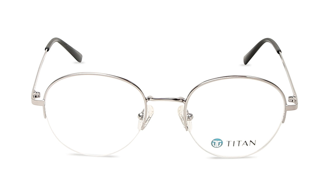 Silver Round Semi-Rimmed Eyeglasses(EW1075MHM2V)