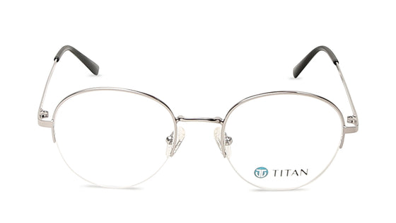 Silver Round Semi-Rimmed Eyeglasses(EW1075MHM2V)
