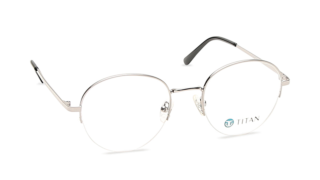 Silver Round Semi-Rimmed Eyeglasses(EW1075MHM2V)