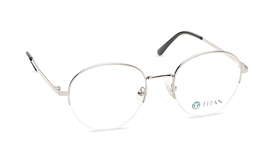 Silver Round Semi-Rimmed Eyeglasses(EW1075MHM2V)