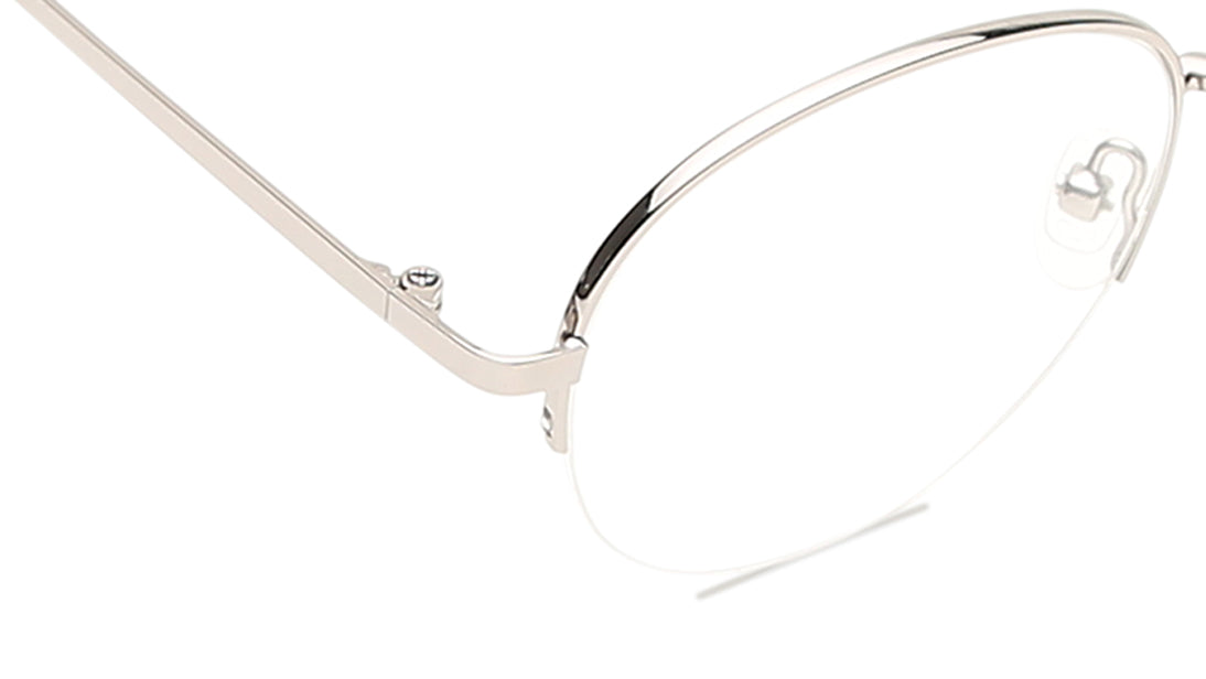 Silver Round Semi-Rimmed Eyeglasses(EW1075MHM2V)