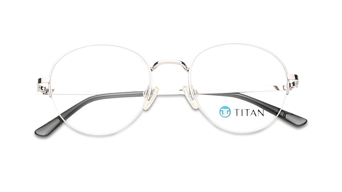 Silver Round Semi-Rimmed Eyeglasses(EW1075MHM2V)
