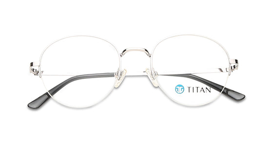 Silver Round Semi-Rimmed Eyeglasses(EW1075MHM2V)