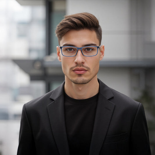 Blue Rectangle Eyeglasses for Men