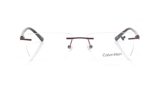 Rectangle Brown Rim Less Eyeglasses for Men