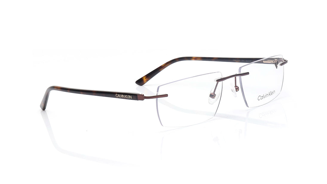 Rectangle Brown Rim Less Eyeglasses for Men