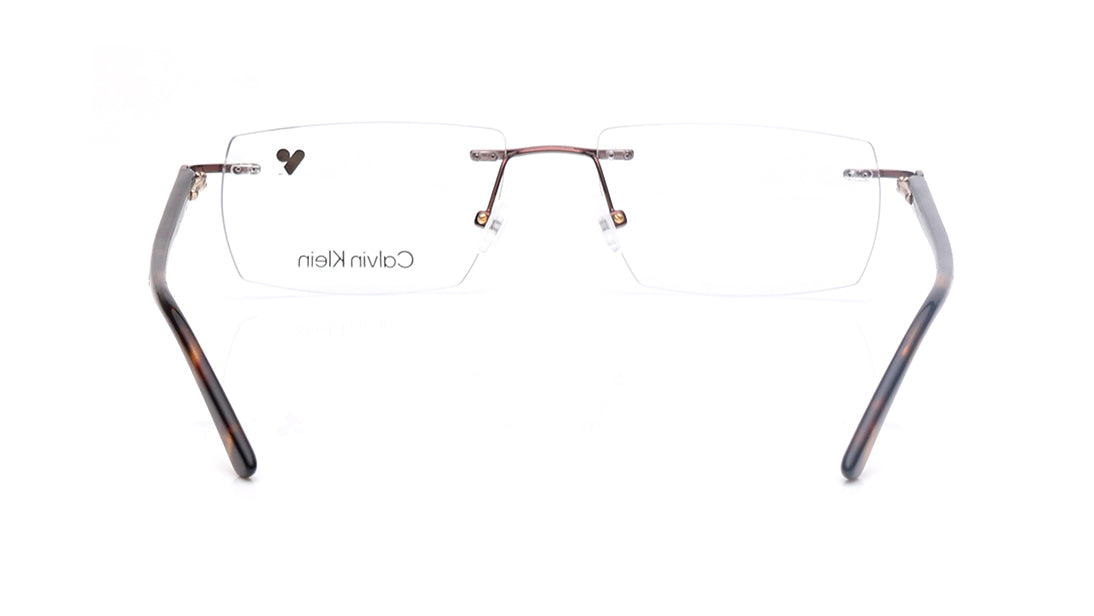 Rectangle Brown Rim Less Eyeglasses for Men