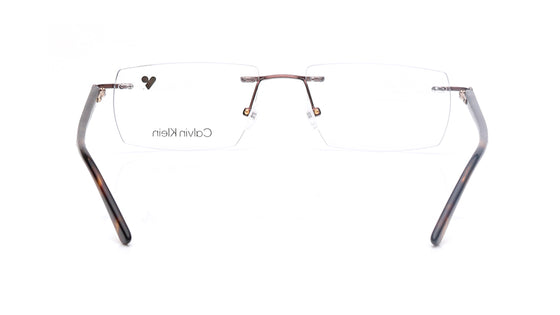 Rectangle Brown Rim Less Eyeglasses for Men