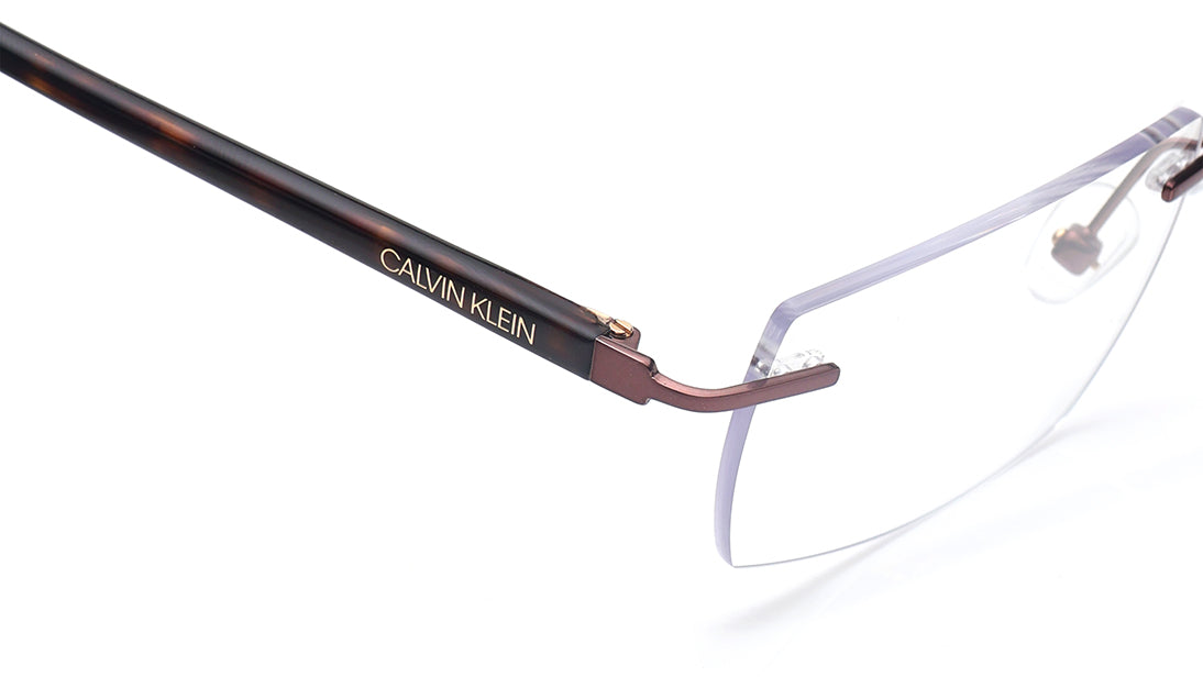 Rectangle Brown Rim Less Eyeglasses for Men