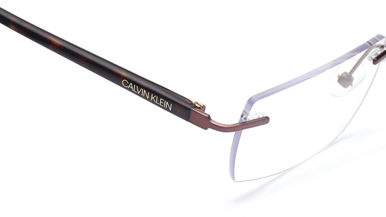 Rectangle Brown Rim Less Eyeglasses for Men