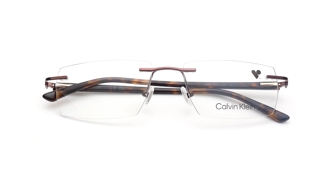 Rectangle Brown Rim Less Eyeglasses for Men