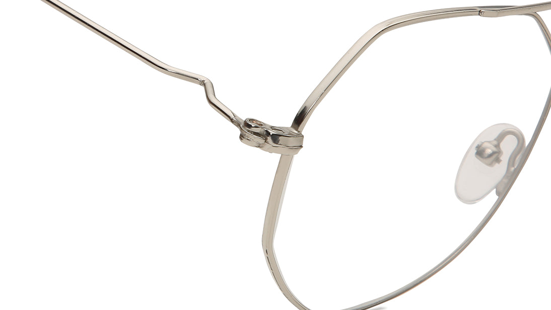 Silver Geometric Rimmed Eyeglasses