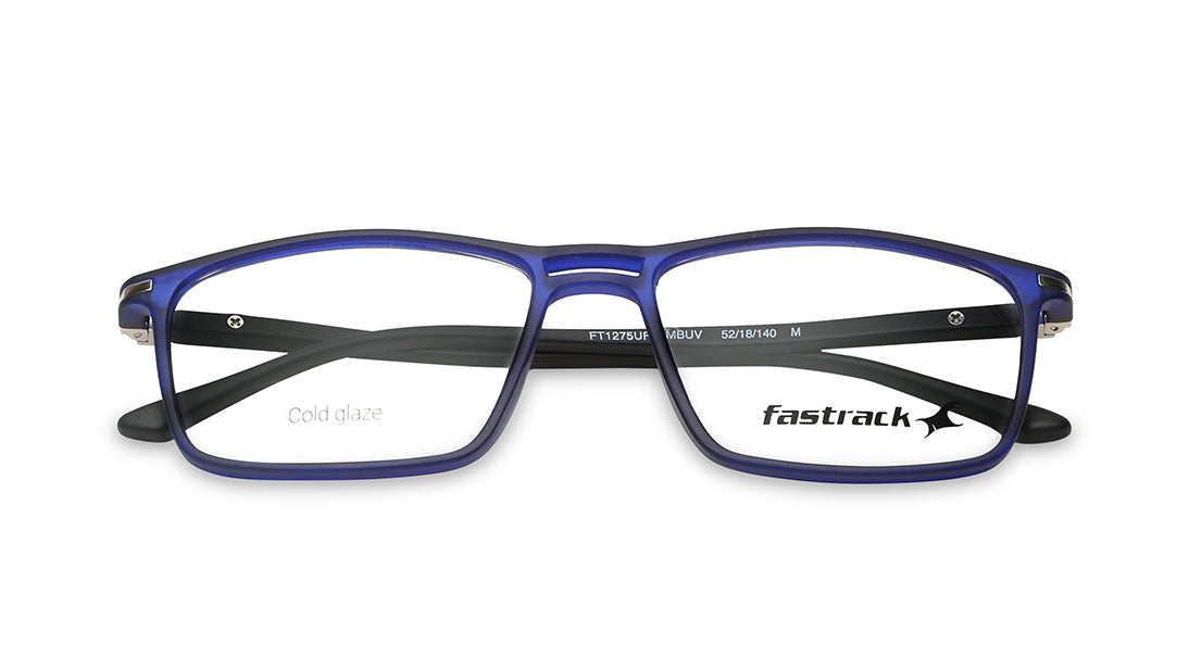 Blue Rectangle Unisex Eyeglasses (FT1275UFP4MBUV|52)