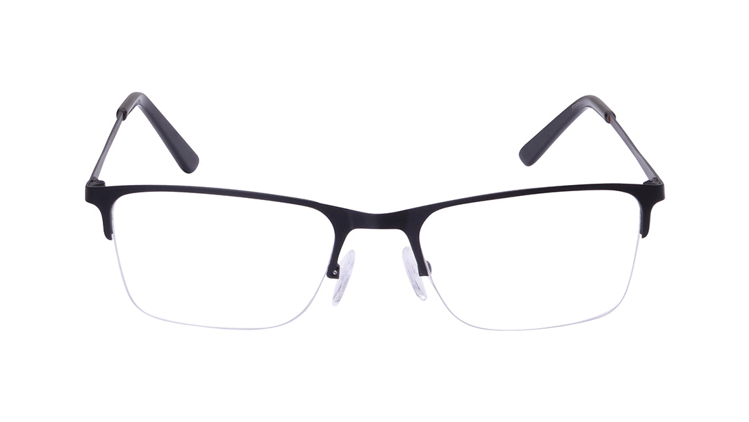 Black Wayfarer Semi-Rimmed Eyeglasses for Men
