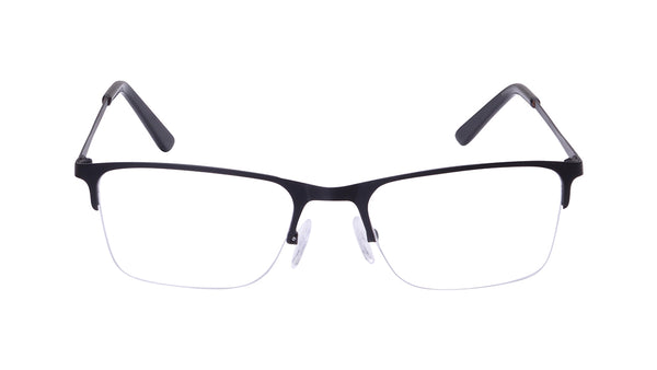 Black Wayfarer Semi-Rimmed Eyeglasses for Men