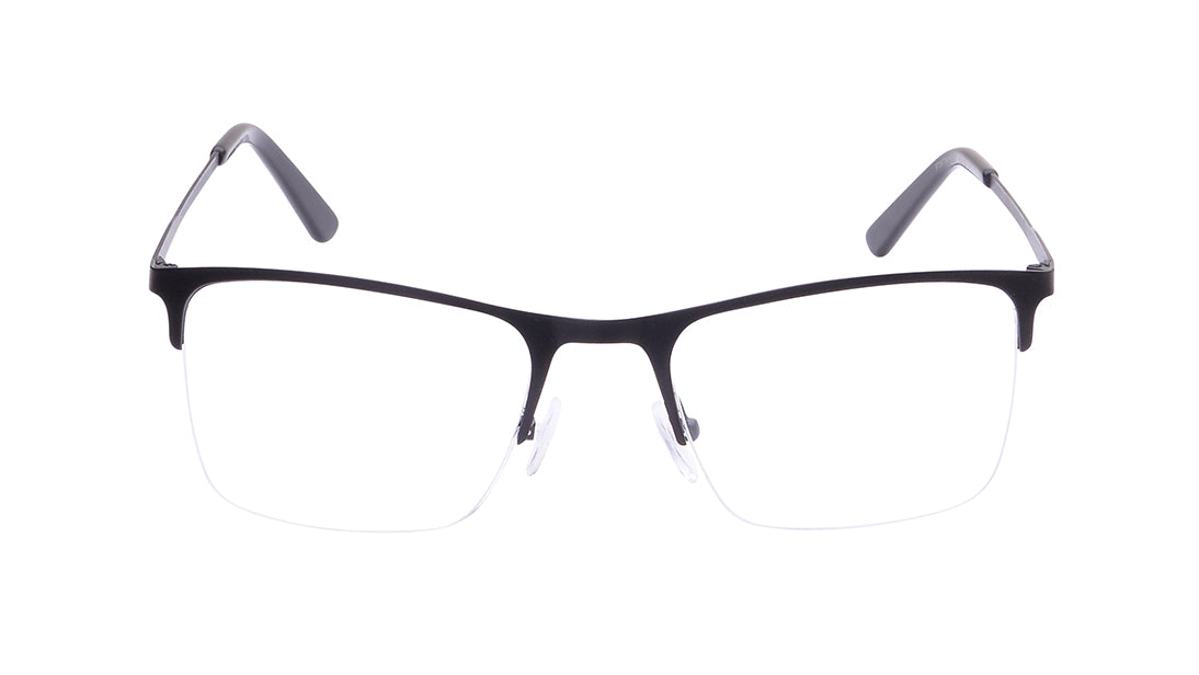 Black Wayfarer Semi-Rimmed Eyeglasses for Men