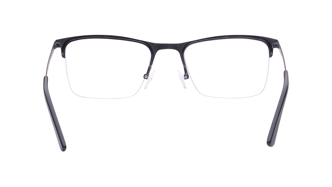 Black Wayfarer Semi-Rimmed Eyeglasses for Men