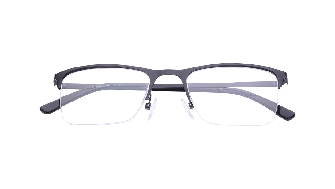 Black Wayfarer Semi-Rimmed Eyeglasses for Men