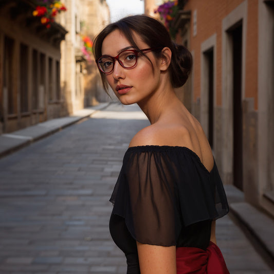 Red CatEye Rimmed Eyeglasses for Women
