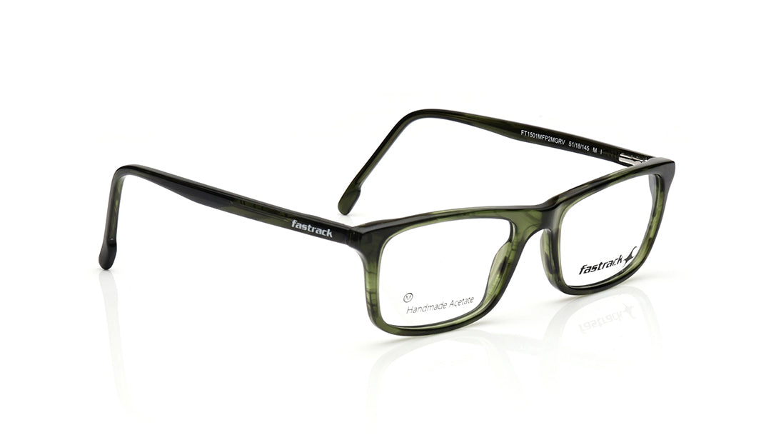 Green Rectangle Rimmed Eyeglasses for Men