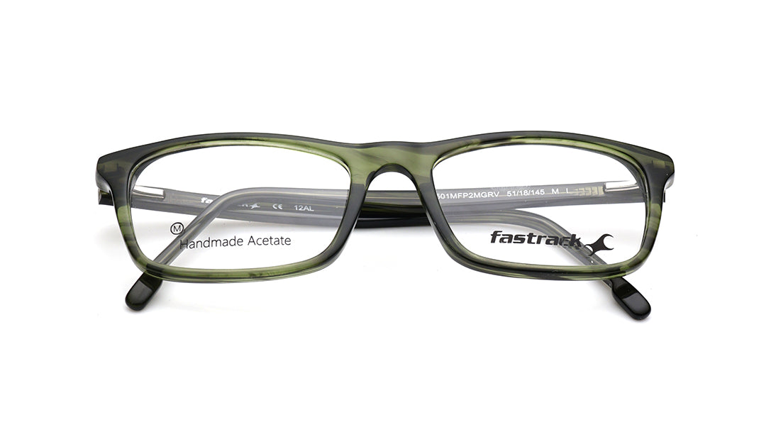 Green Rectangle Rimmed Eyeglasses for Men