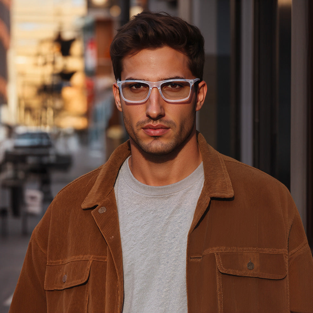Transparent Rectangle Rimmed Eyeglasses for Men