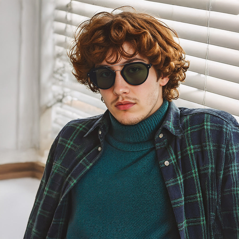 Black Round Men Sunglasses
