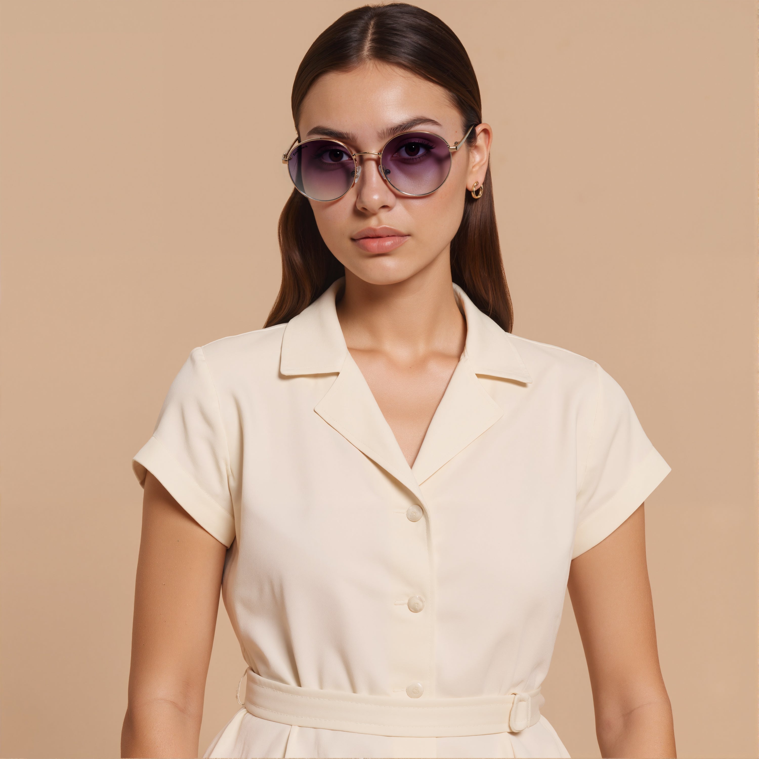 Smoke Gradient Round Rimmed Sunglasses (M257BK8V)