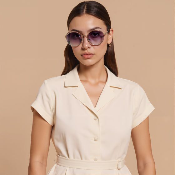 Smoke Gradient Round Rimmed Sunglasses (M257BK8V)
