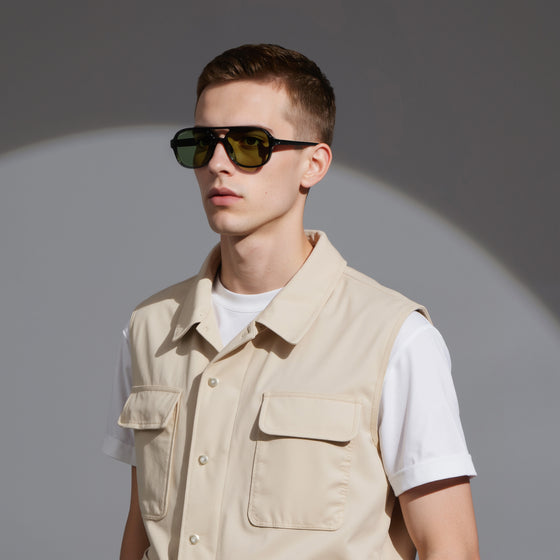 Black Aviator Sunglasses for Men