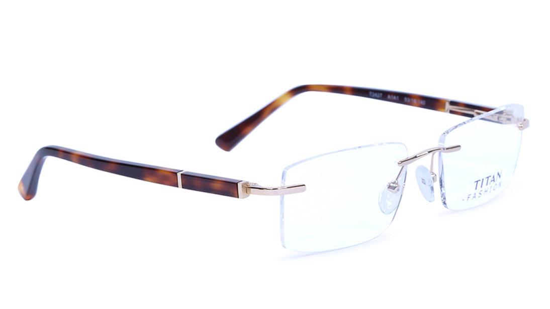 Gold Rectangle Rimless Eyeglasses (T2427A1A1|53)