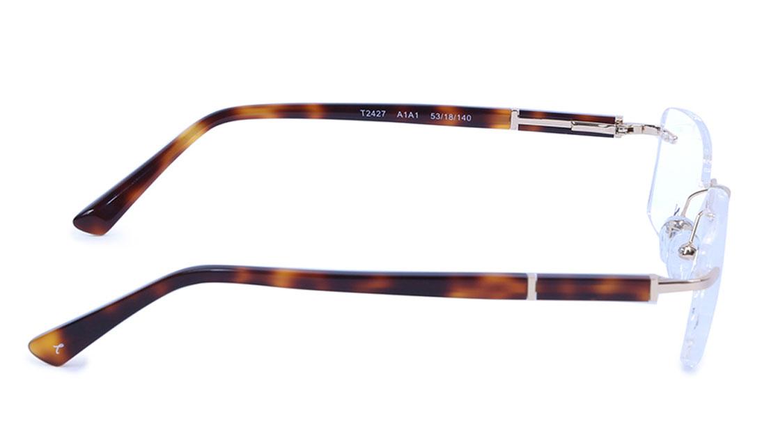 Gold Rectangle Rimless Eyeglasses (T2427A1A1|53)