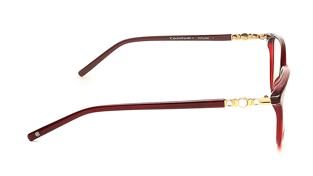 Red Cateye Rimmed Eyeglasses  (TC1043WFP3MRDV|51)