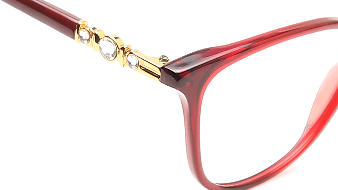 Red Cateye Rimmed Eyeglasses  (TC1043WFP3MRDV|51)