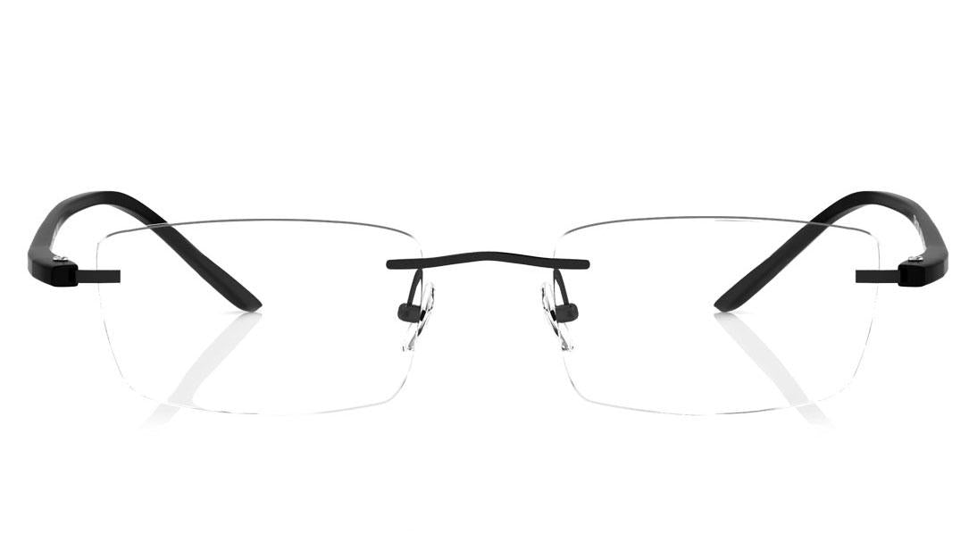 Black Rectangle Rimless Eyeglasses (TR1138A1A1|56)