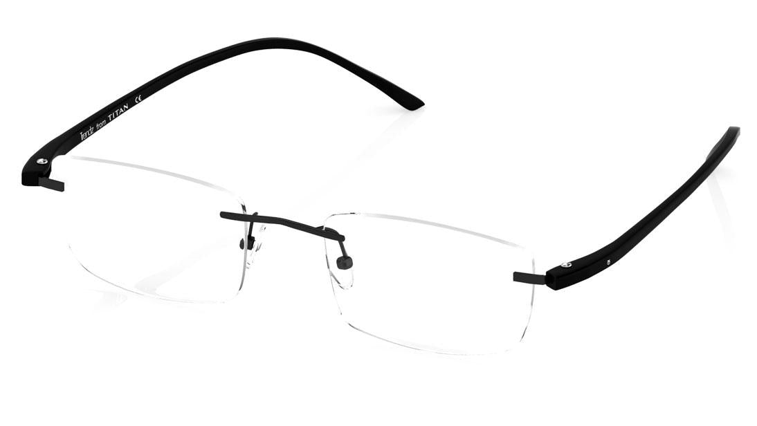 Black Rectangle Rimless Eyeglasses (TR1138A1A1|56)