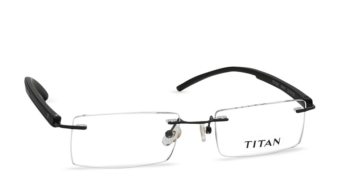 Black Rectangle Rimless Eyeglasses (TR1240MRM1|53)