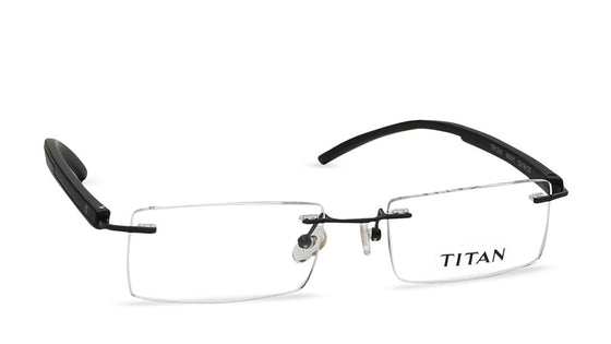 Black Rectangle Rimless Eyeglasses (TR1240MRM1|53)
