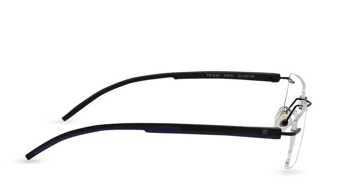Black Rectangle Rimless Eyeglasses (TR1240MRM1|53)