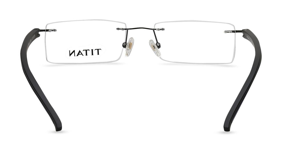 Black Rectangle Rimless Eyeglasses (TR1240MRM1|53)