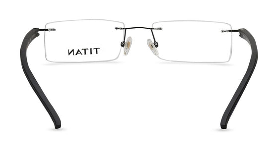 Black Rectangle Rimless Eyeglasses (TR1240MRM1|53)