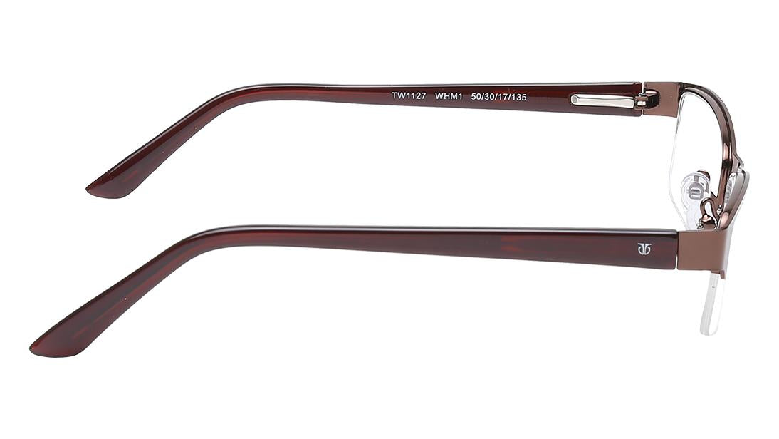 Brown Rectangle Semi-Rimmed Eyeglasses (TW1127WHM1|50)